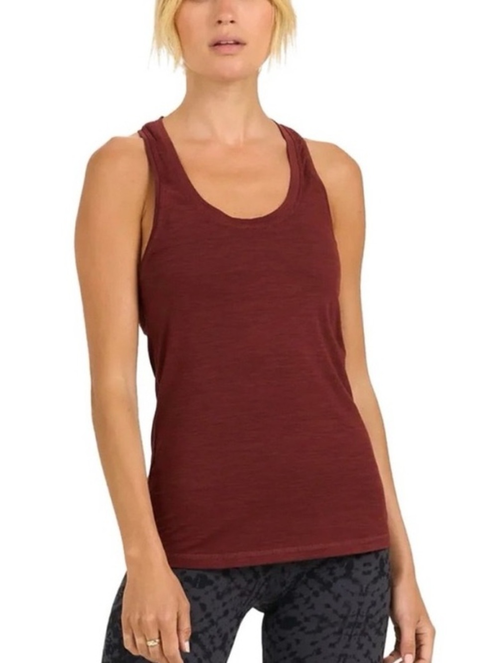 Vuori Women Lux Performance Racerback Tank Dark Berry Maroon Color Medium